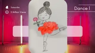 Cute Ballerina Girl Drawing with Flower 🌸 | Easy Drawing for Beginners | Pencil & Color Art