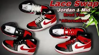 Lace Swap / Jordan 1 Mid Bred Toe &ldquo;Alternative&rdquo;