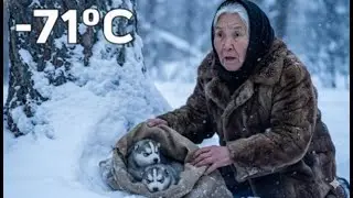 An Elderly Woman Rescued Two Freezing Husky Puppies in Siberia ❄️🐺
