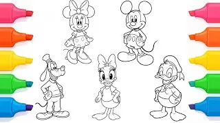 Mickey & Friends Coloring Pages | Mickey Mouse Minnie Donald Duck Daisy Goofy