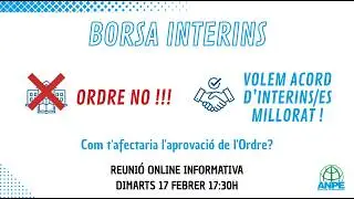 &iquest;C&Oacute;MO TE AFECTA LA ORDEN DE REGULACI&Oacute;N DE LAS BOLSAS DE INTERINOS? - REUNI&Oacute;N INFORMATIVA
