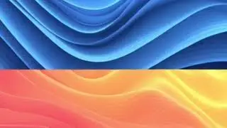 Calm Dual-Tone Gradient Background | Flowing Blue and Warm Light Waves