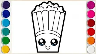 How to Draw a Cute POPCORN | Easy Cartoon Popcorn Drawing!