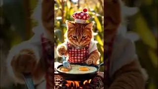 🍳 A Cat Cooking an Omelet in the Cornfield? | Ultra-Realistic 4K Animation #Shorts #ai #aicat #cute
