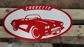59 Corvette plasma cutting, powder coating and assembling wall sign