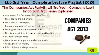 The Companies Act Part-II | LLB 3rd Year | Company Law | Important Provisions Explained