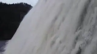 Derwent Dam in flood, Peak District