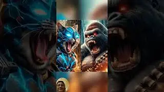 Cat 🆚 Gorilla, cat saved the city #shorts #viral #cat #meowthecat #gorilla