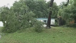 High winds damage cars