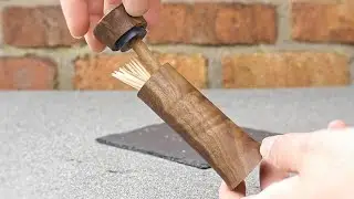Woodturning - Walnut toothpick holder.