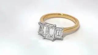 18ct Yellow Gold Emerald Cut Trilogy Ring
