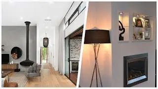 75 Living Space With A Hanging Fireplace And A Tv Stand Design Ideas You'll Love 🔴