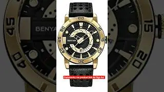 Golden Case Party-Wear Black Leather Date Display Watch for Men#womenwatch #trnding watch