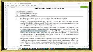 BFD Summer 2024 Question 1a IRR, MIRR Solved in ICAP Exam Software solved by Sir Saud Tariq ACA