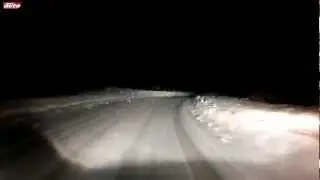 Drifting through woods @ 170 km/h Snow Night Evo X Mitsubishi Lancer