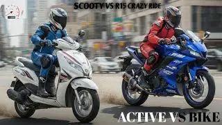 Crazy ride /scooty vs bike/ ❤️ r15v4, activa, 