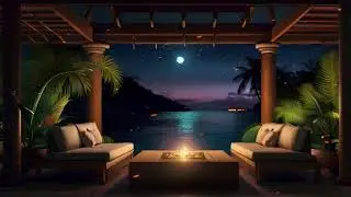 Midnight Tranquility: Nature Sleep Sound with Tropical Night View