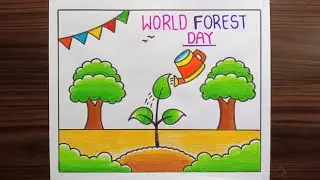 World Forest Day Drawing / World Forest Day Poster Drawing / Save Forest Drawing Easy / Save Forest
