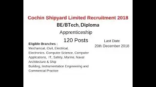 Cochin Shipyard Limited CSL Recruitment 2019 Graduate and Diploma
