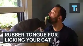 Rubber tongue for licking your cat