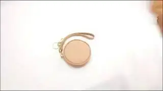PINK mini leather coin purse bag round cosmetic case