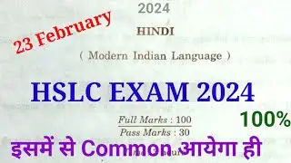 HSLC 2024 Hindi Important Questions|HSLC 2024 Hindi question paper|Hindi 100% common questions|SEBA