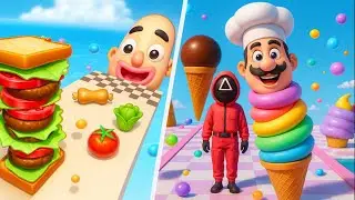Sandwich Runner 🆚 Stacky Ice Cream Runner🌻🧿🌺🌈Max Levels Walkthrough Android IOS Update Gameplay70441