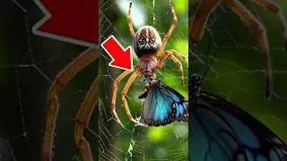 Giant Spider Eats Beautiful Butterfly! #animals #spider #butterfly