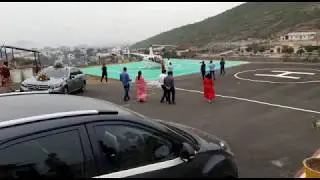 HELICOPTER WEDDING CHARTER LANDING AT MEWAR HELIPAD UDAIPUR BY MEWAR HELICOPTER SERVICES