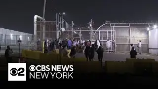 Crowd rallies outside Delaney Hall in Newark, N.J.