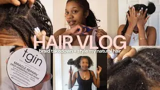 Hair Vlog | Taking Down 3 MONTH OLD Braids + Wash & Style My Natural Hair!