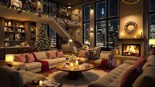 Luxury NYC Christmas Night 🎄 Christmas Jazz Music in Cozy Apartment Ambience for Chillout & Sleep