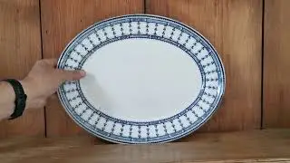 Antique Keeling & Co Burslem Losol Ware Pompadour Pattern Platter #blueandwhite