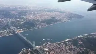 Istanbul Ataturk airport Amazing landing over the Bosporus on flight TK1968 from Birmingham UK