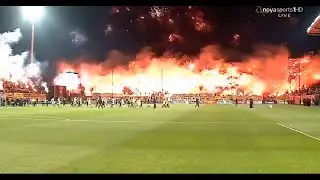 ARIS - PAOK 4-2. Jan - 4 - 2020. Teams Entrance. Great Pyroshow from Aris Fans