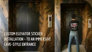 Custom Stone-Effect Sticker for Elevator Makeover #LiftDesign #empirewallpaperbali #InteriorDesign