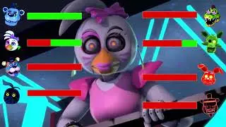 FNAF vs SECURITY BREACH Fighting Animations with Healthbars Compilation