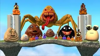 DESTROY ALL 3D POU BOU'S REVENGE & CHOLERA FREDDY FAZBEAR FAMILY in SKY CONSTRUCT Garry's Mod