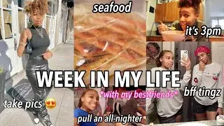 vlog: a *REALISTIC* week in my life *take pics, pull all-nighters w/ bffs, seafood, diy shirts, etc*