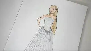 Coloring Fashion Illustration Inspired by Ariana Grande Wicked Red Carpet | Alcohol Marker Art