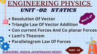 UNIT- 2 : STATICS in Engineering Physics ( DIPLOMA ) - Part - 2