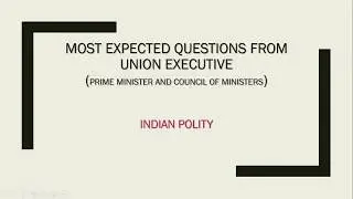 Union Executive|MCQ on Union Executive| Indian Polity| Indian Polity MCQ