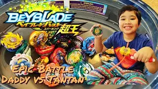 Beyblade Battle | Vanish Fafnir vs Air Knight | Daddy v Tantan | Family time | Takara Tomy vs Hasbro