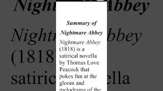 Nightmare Abbey Summary
