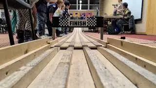 Pinewood derby slow motion finish