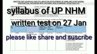 Syllabus of UP NHM