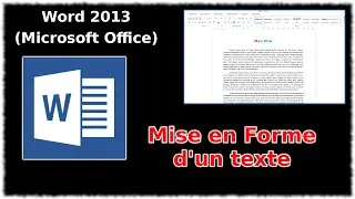 Tuto Mise en forme d'un texte (Word 2013)