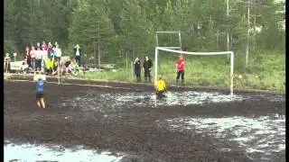 Swamp football action in Finland