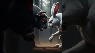 Crazy Bull Attacks! But White Rabbit Fights Back 🐂🐰#shorts #ai #rabbit #bull