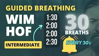 Guided Breathing - Wim Hof 4 Rounds Intermediate 30 Breaths (NO VOICE on retention)